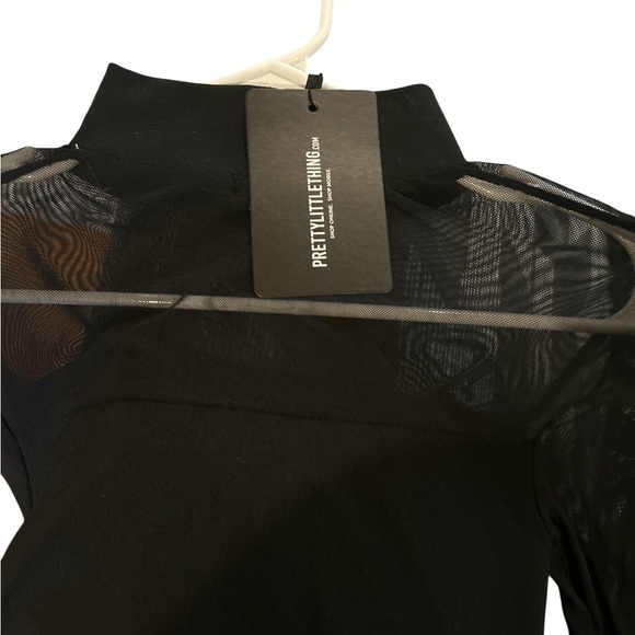 NWT PrettyLittleThing Mesh Panel Black Mini Dress Size 8 - Picture 4 of 4